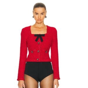 Self-Portrait Red Knit Holiday Cardigan - NWOT